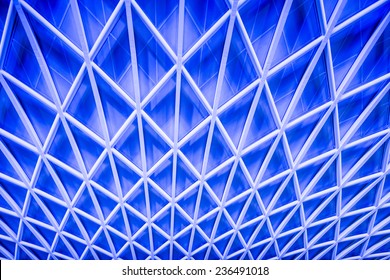 Abstract Blue Architecture Of A Ceiling At London King's Cross Train Station