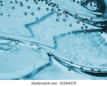 Abstract Blue Background With Curved Surfaces And Gas Bubbles