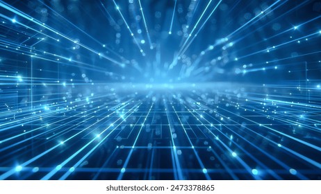 Abstract blue background data technology glowing lines - Powered by Shutterstock