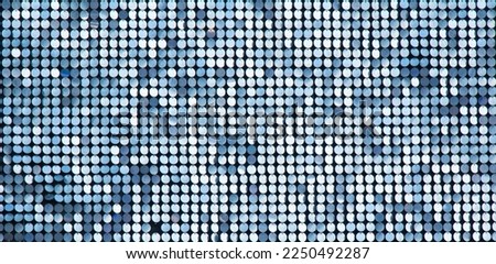 Abstract blue Background of metallic round Sequins. Decorative wall Texture with mosaic pattern. Beautiful Wallpaper