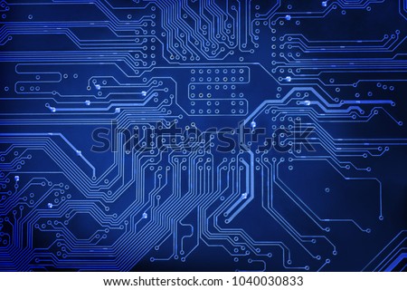Abstract blue circuit digital background close-up 