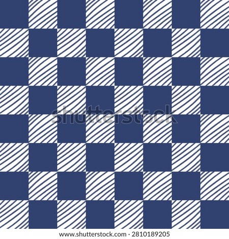 Abstract blue geometric seamless pattern featuring intersecting diagonal grid lines and symmetrical diamond shapes on a white background, ideal for backgrounds, textiles, wallpapers, and modern graphic design.