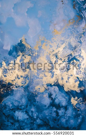 abstract blue and gold in water color