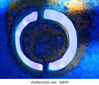 Abstract blue interpretation of circle.  Look closely.  Can you see through?