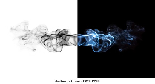 Abstract Blue Plume Of Smoke On A Black And White Background