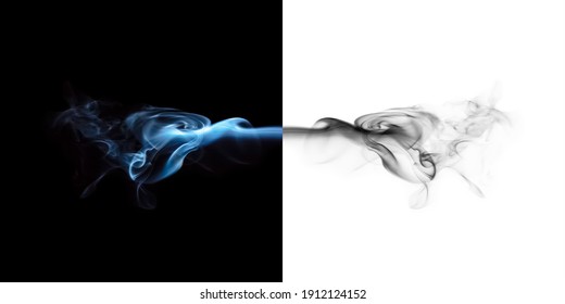 Abstract Blue Plume Of Smoke On A Black And White Background