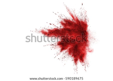 abstract blue powder splatted background. Red powder explosion on black background. Colored cloud. Colorful dust explode. Paint Holi.