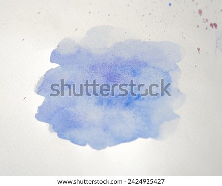 Abstract Blue and Purple Watercolor Splotch on Textured Paper