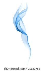 Abstract Blue Silky Smoke Isolated On White Background