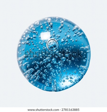 Abstract blue sphere with countless effervescent bubbles representing science technology or liquid