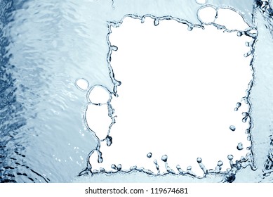 Abstract Blue Splashing Water As Picture Frame