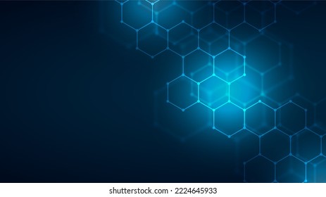 Abstract blue technology hexagonal background 