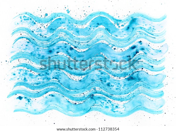 Abstract Blue Wave Background Watercolor Hand Backgrounds