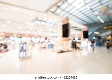 Abstract Blur Airport Terminal Interior For Background