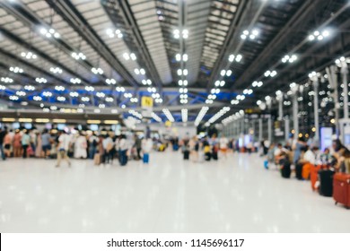 Abstract Blur Airport Terminal And Lounge Interior For Background