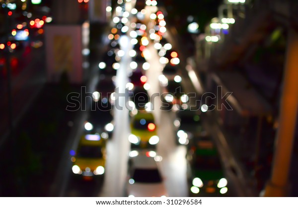 Abstract blur background City Traffic at Night -\
Soft Focus
