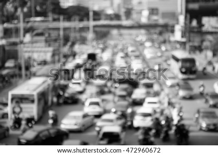 Abstract blur background image of car and traffic jam in Bangkok