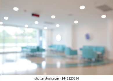 Abstract Blur Background Luxury Clinic Or Hospital Interior.