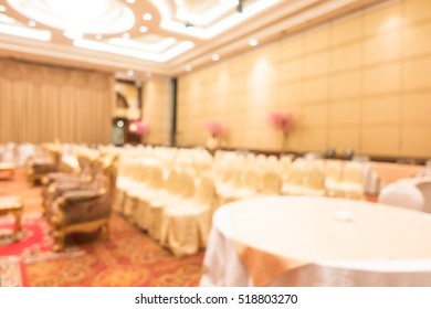 Abstract Blur Beaufitul Luxury Wedding Grand Ballroom Hall Interior For Background