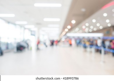 Abstract Blur Beautiful Luxury Airport Interior For Backgounrd