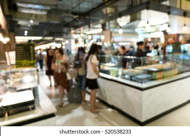 Abstract Blur Beautiful Luxury Food Court In Shopping Mall And Retail Store Interior For Background