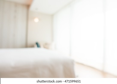 Abstract blur beautiful luxury hotel bedroom interior for background