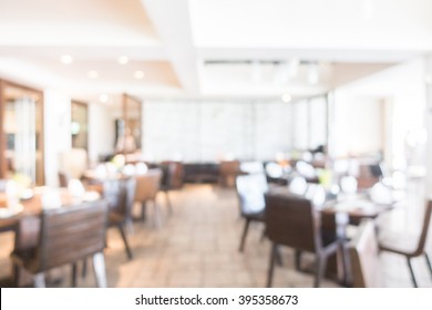 Abstract Blur Beautiful Luxury Restaurant Interior For Background