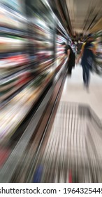 Abstract Blur Beautiful Luxury Shopping Mall, Picture In Zoom Effect Of People In The Shopping, 