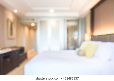 Abstract Blur Bedroom Interior For Background