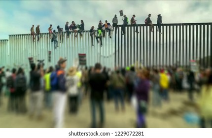 Abstract, blur, bokeh background, defocusing - image for the background. The concept of illegal migration from Mexico to the United States