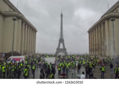 Abstract, Blur, Bokeh Background, Defocusing - Image For The Background. Street Riots In Paris, France