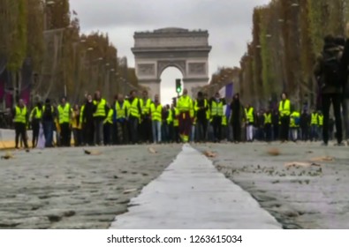 Abstract, Blur, Bokeh Background, Defocusing - Image For The Background. Street Riots In Paris, France