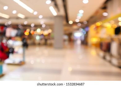 Abstract blur and bokeh beautiful luxury shopping mall and department store interior for background.
