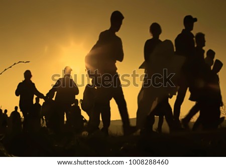 Abstract blur, bokeh, defocus - image for background. The refugees migrate to Europe Stockfoto © 
