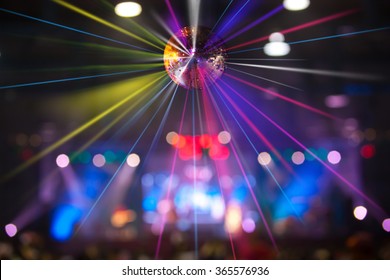 abstract blur bokeh disco dance and light ball for party background