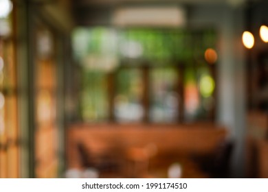 Abstract Blur Bokeh In Restaurant Background For Texture.