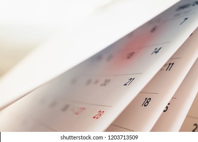 Abstract Blur Calendar Page Flipping Sheet Close Up Background