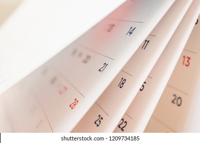 Abstract Blur Calendar Page Flipping Sheet Close Up Background