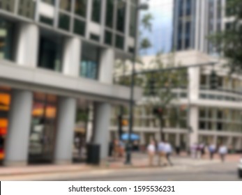 Abstract Blur Of Charlotte NC Business Street. 