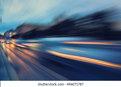 Abstract Blur City Night Traffic Background.