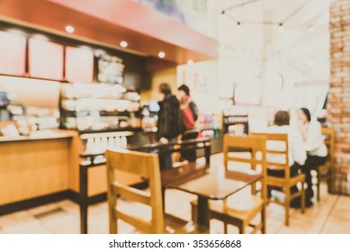 Abstract Blur Coffee Shop Cafe Interior Background - Vintage Filter