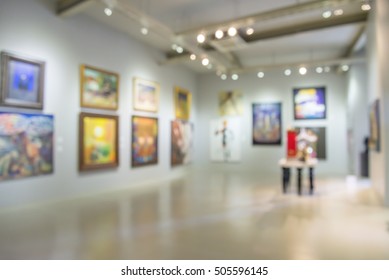 Abstract blur contemporary art gallery for background usage