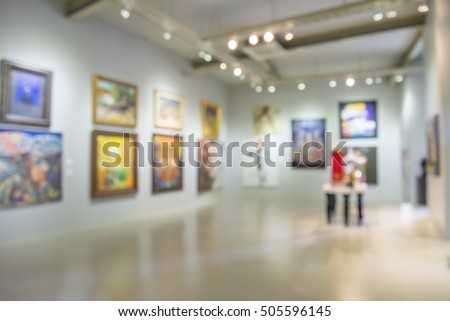 Abstract blur contemporary art gallery for background usage