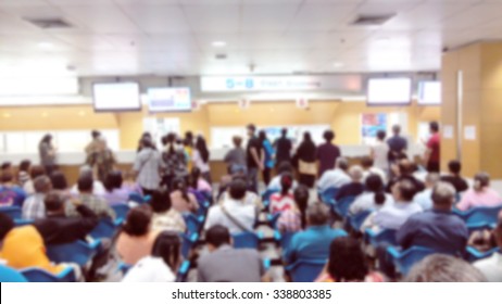 Abstract Blur Crowd People Waiting For Doctor In Hospital