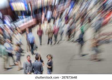 Abstract Blur Of A Crowd, Shot From Above 