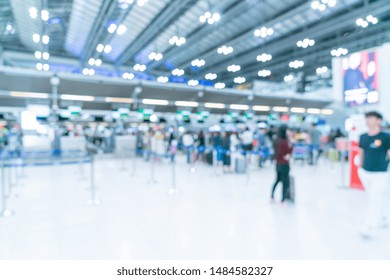 Abstract Blur And Defocused Airport Terminal Interior For Background