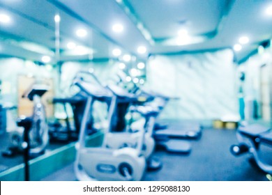 Abstract blur and defocused gym and fitness equipment of interior for background
