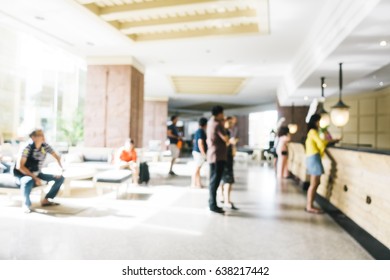 Abstract blur and defocused lobby in hotel interior for background - Vintage light Filter - Shutterstock ID 638217442