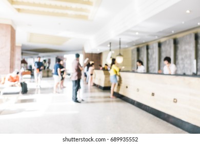 Abstract blur and defocused lobby in hotel interior for background - Vintage light Filter - Shutterstock ID 689935552