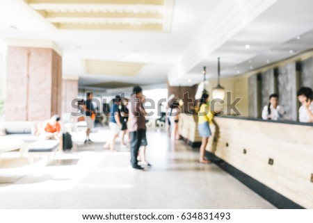 Abstract blur and defocused lobby in hotel interior for background - Vintage light Filter